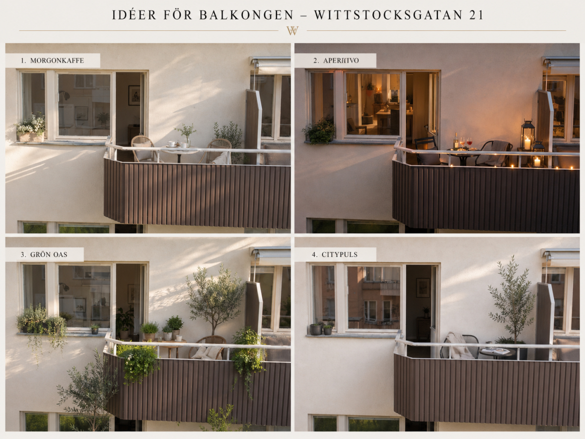 Högst upp i huset med balkong i sydväst